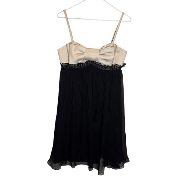 Vintage Betsey Johnson Y2k Coquette‎ 100% Silk Champagne Bow Cocktail Dress - Picture 1 of 5